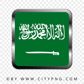 Saudi Arabia Square Metal Framed Flag Icon PNG