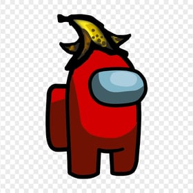 HD Red Among Us Crewmate Character With Banana Hat PNG