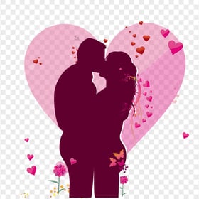 Pink Kissing Couple Silhouette In Love HD PNG