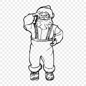 Coloring Santa Claus Black Outline PNG