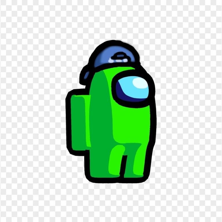 HD Among Us Crewmate Lime Character With Backwards Baseball Cap PNG