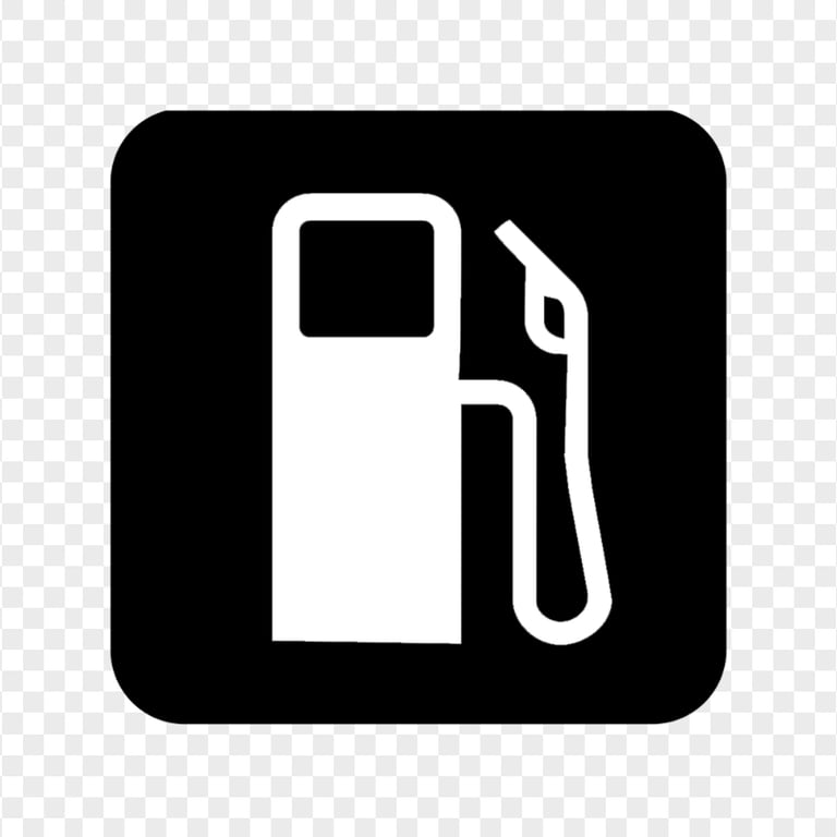 Filling Fuel Station Square Black & White Icon PNG