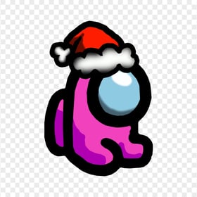 HD Pink Among Us Mini Crewmate Character Baby Santa Hat PNG