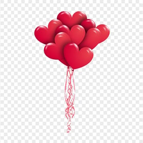 HD Red Realistic Heart Love Valentines Balloons Flying PNG