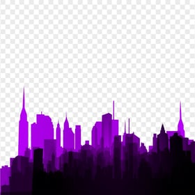 City Skyline Purple Dark Silhouette Image PNG