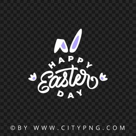 HD PNG Happy Easter Day Purple Greeting with Bunny Ears