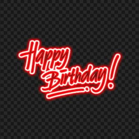 HD Red Neon Happy Birthday Lettering Calligraphy PNG