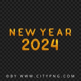 New Year 2024 Yellow Gold Balloons Image PNG