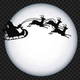 HD Santa Reindeer Silhouette And Moon PNG