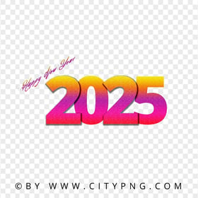 2025 Happy New Year Gradient Glitter FREE PNG