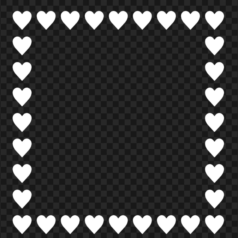 HD White Hearts Square Frame PNG