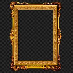 HD Rectangular Vintage Gold Frame Transparent PNG