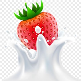 HD Yogurt Milk Strawberry Splash PNG
