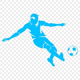 FREE Football Player With Ball Blue Silhouette PNG