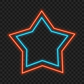 Glowing Blue & Red Neon Star FREE PNG