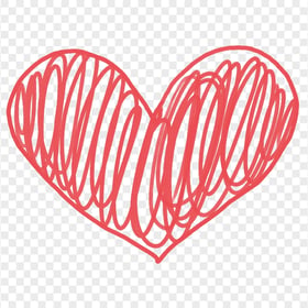 HD Red Lines Sketch Heart PNG
