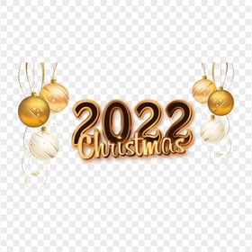Gold 2022 Christmas Illustration With Ornament Balls