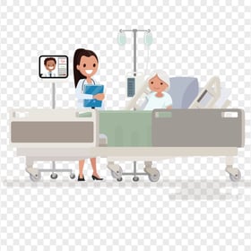 Hospital Clinic Patient Lying Bed Cartoon