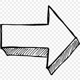 Black Outline Drawing Arrow 3D Effect Point Right