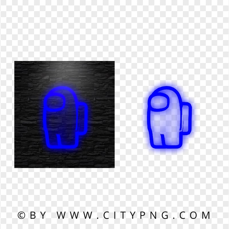 HD Blue Neon Among Us Game Character PNG
