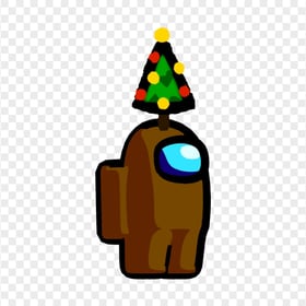 HD Brown Among Us Crewmate Character With Christmas Tree Hat PNG