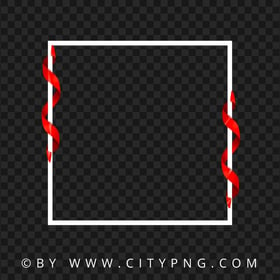 HD White Outline Frame With Red Ribbons PNG
