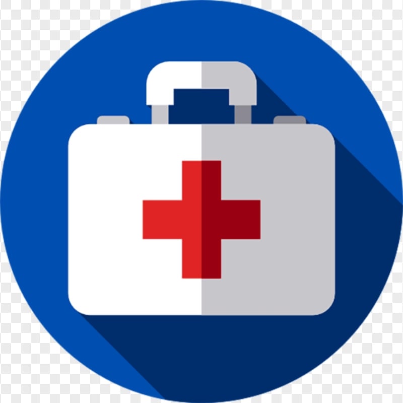 Blue Round Flat White Emergency First Aid Icon