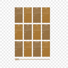 HD 2021 Creative Brown Calendar With Notes Section Clipart PNG