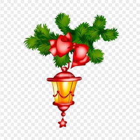 Hanging Christmas Lantern With Holly Leaf Illustration