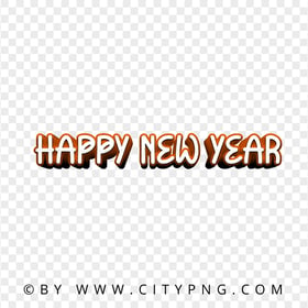 HD Orange Happy New Year 3D Text Transparent PNG