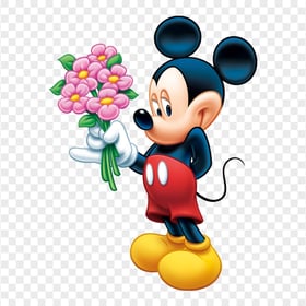 HD Mickey Mouse With Flowers PNG