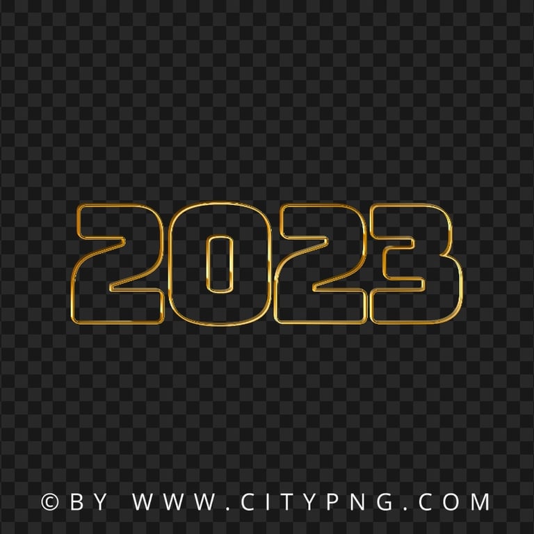 Gold Outline 2023 Text Numbers New Year FREE PNG