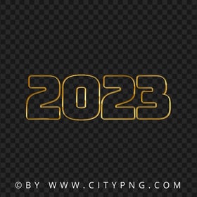 Gold Outline 2023 Text Numbers New Year FREE PNG