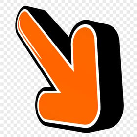HD 3D Orange Arrow Pointing Down Right PNG