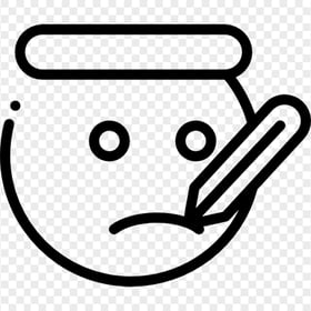 Black Emoji Face Sick Has Fever Thermometer Icon