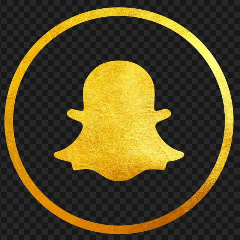 HD Golden Gold Round Outline Snapchat Logo Icon Ghost PNG