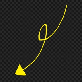 HD Yellow Line Art Drawn Arrow Pointing Down Left PNG