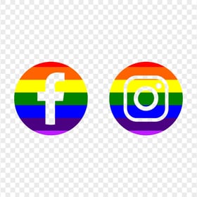 HD Facebook Instagram Rainbow Round Logos Icons PNG