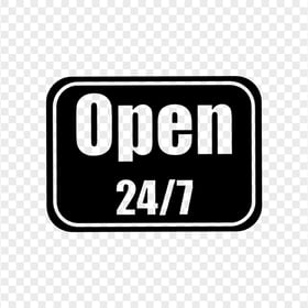 Open 24/7 Black Logo Sign Stickers Image PNG