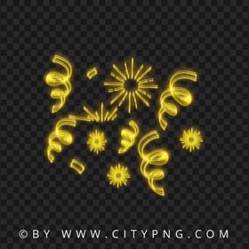 Yellow Neon Glowing Doodle Confetti PNG Image