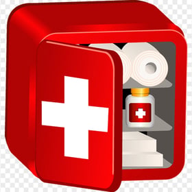 3D Red Illustration Medicine First Aid Storage Box