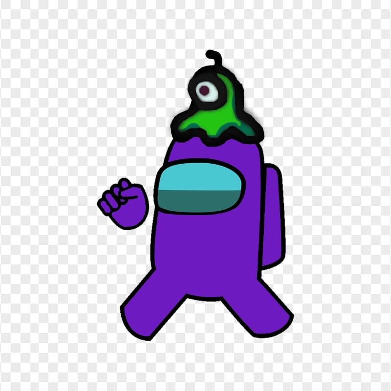 HD Purple Among Us Character Wear Brain Slug Hat PNG