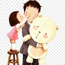 HD Cartoon Happy Father And daughter PNG