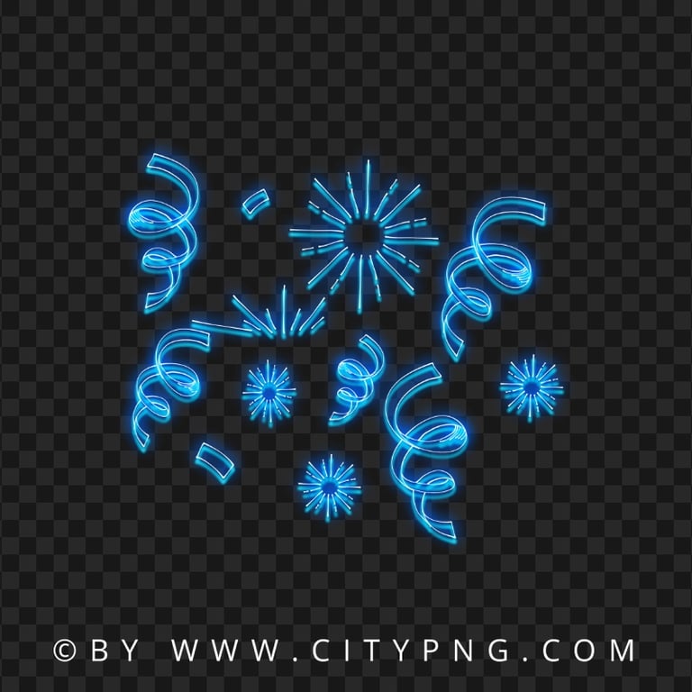 Blue Glowing Doodle Confetti PNG