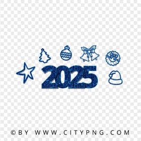 Christmas 2025 Text With Items Blue Glitter Style