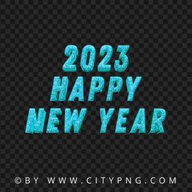 HD 2023 Blue Glitter Happy New Year Transparent PNG