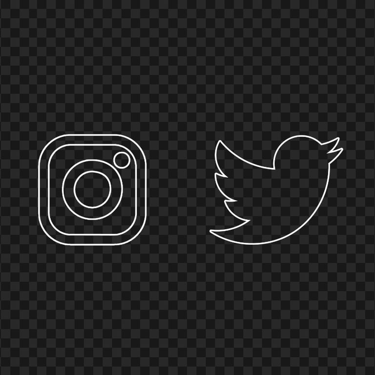 HD Instagram Twitter White Outline Icons PNG