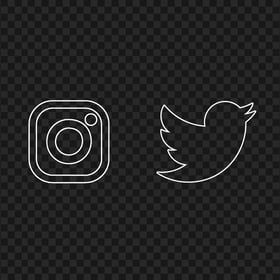 HD Instagram Twitter White Outline Icons PNG