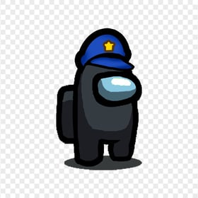 HD Black Among Us Crewmate Character With Police Hat PNG