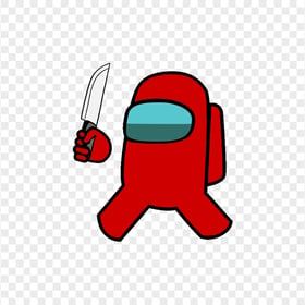 HD Red Among Us Crewmate Character With Holding Knife PNG